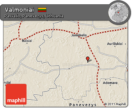 Shaded Relief 3D Map of Valmoniai