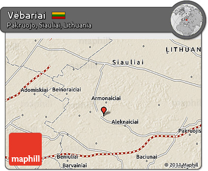 Shaded Relief 3D Map of Vėbariai