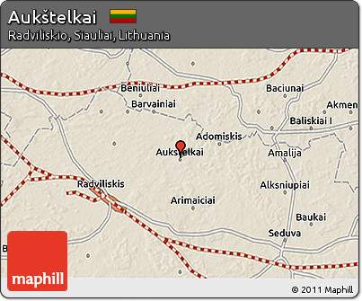 Shaded Relief 3D Map of Aukštelkai