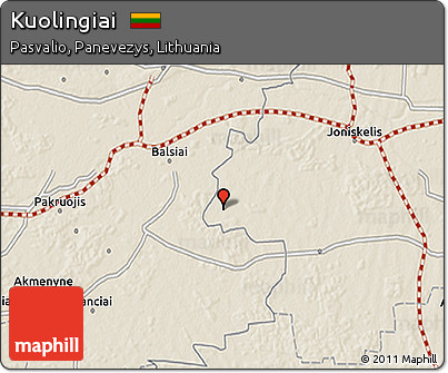 Shaded Relief 3D Map of Kuolingiai
