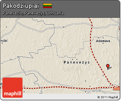 Shaded Relief 3D Map of Pakodžiupiai