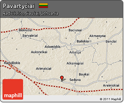 Shaded Relief 3D Map of Pavartyčiai