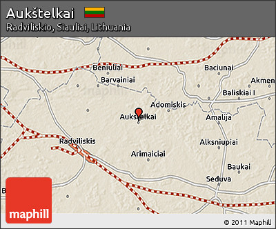 Shaded Relief 3D Map of Aukštelkai