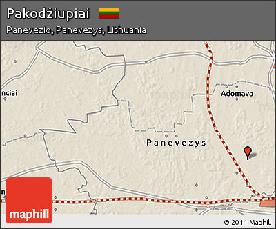 Shaded Relief 3D Map of Pakodžiupiai