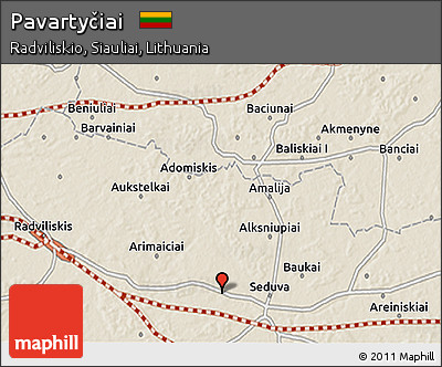 Shaded Relief 3D Map of Pavartyčiai