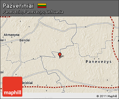 Shaded Relief 3D Map of Pažvėriniai