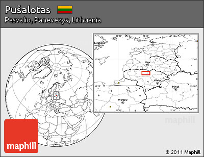 Blank Location Map of Pušalotas