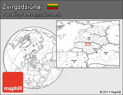 Blank Location Map of Žvirgždžiūnai