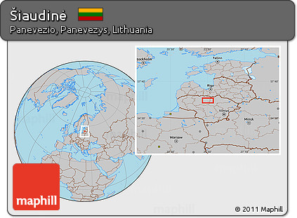 Gray Location Map of Šiaudinė