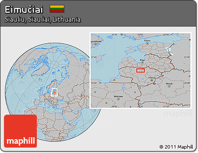 Gray Location Map of Eimučiai, hill shading