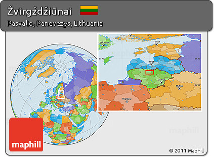 Political Location Map of Žvirgždžiūnai