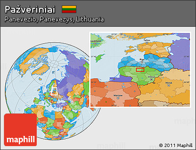 Political Location Map of Pažvėriniai