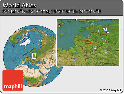 Satellite Location Map of the Area around 55° 56' 31" N, 23° 52' 30" E