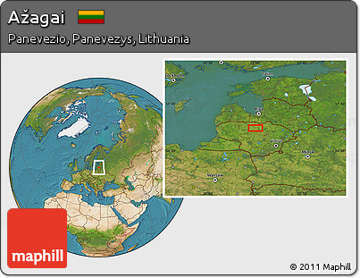 Satellite Location Map of Ažagai