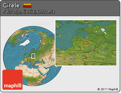 Satellite Location Map of Girelė