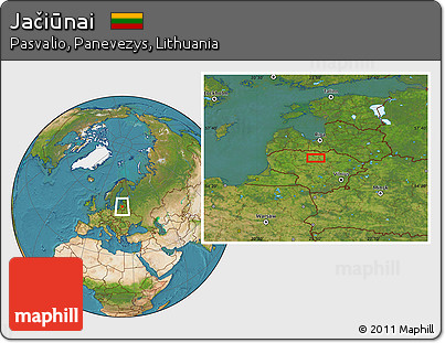 Satellite Location Map of Jačiūnai