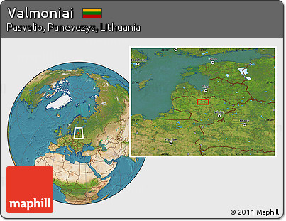 Satellite Location Map of Valmoniai
