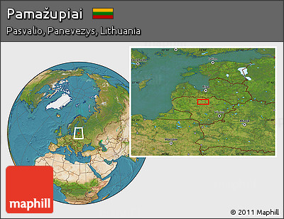 Satellite Location Map of Pamažupiai