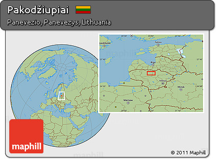 Savanna Style Location Map of Pakodžiupiai