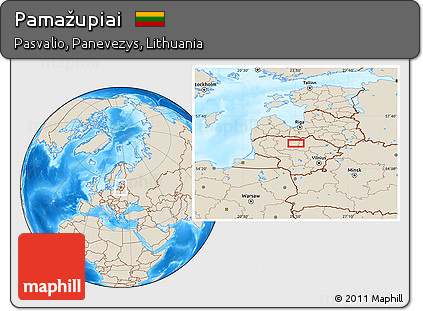 Shaded Relief Location Map of Pamažupiai