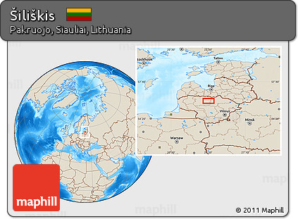 Shaded Relief Location Map of Šiliškis