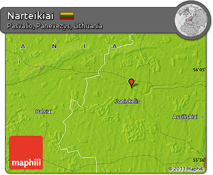 Physical Map of Narteikiai