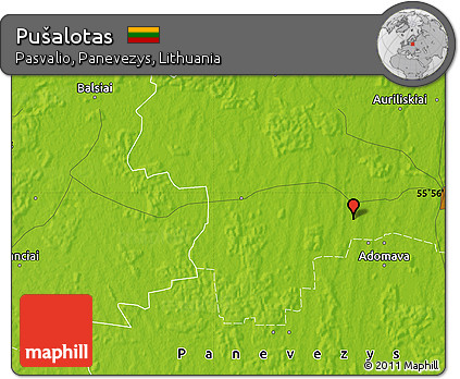 Physical Map of Pušalotas