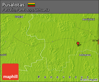Physical Map of Pušalotas