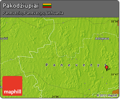 Physical Map of Pakodžiupiai