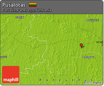 Physical Map of Pušalotas