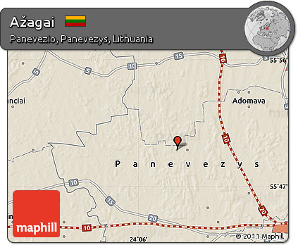 Shaded Relief Map of Ažagai