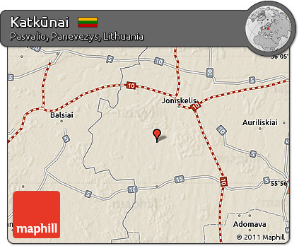 Shaded Relief Map of Katkūnai