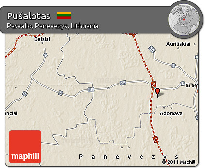 Shaded Relief Map of Pušalotas