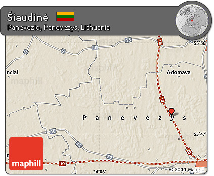 Shaded Relief Map of Šiaudinė