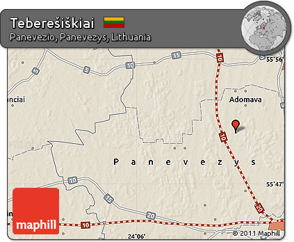 Shaded Relief Map of Teberešiškiai