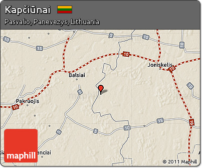 Shaded Relief Map of Kapčiūnai
