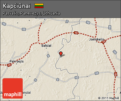 Shaded Relief Map of Kapčiūnai