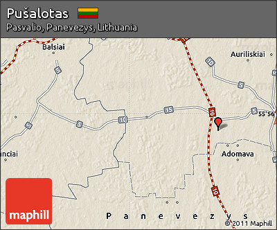 Shaded Relief Map of Pušalotas