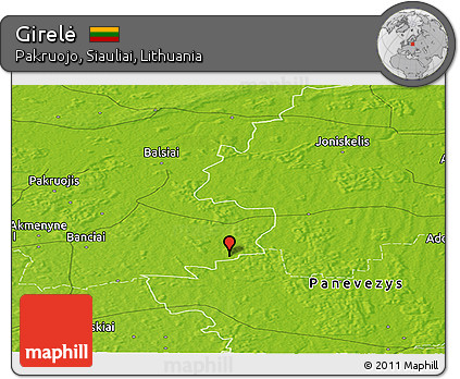 Physical Panoramic Map of Girelė
