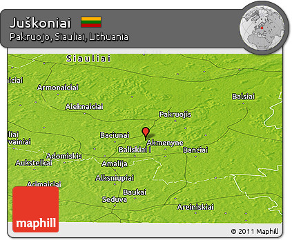 Physical Panoramic Map of Juškoniai