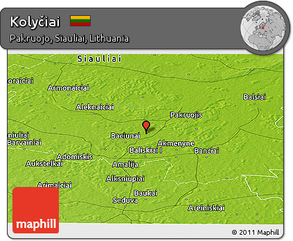 Physical Panoramic Map of Kolyčiai