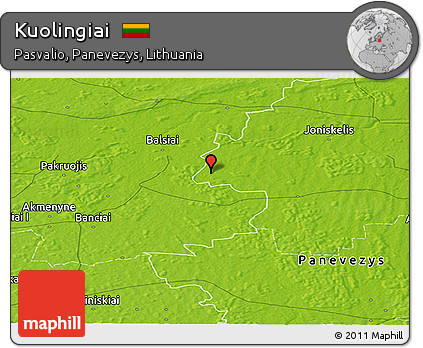 Physical Panoramic Map of Kuolingiai