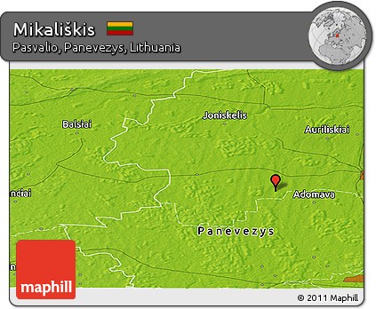Physical Panoramic Map of Mikališkis