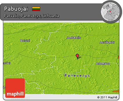 Physical Panoramic Map of Pabuojai