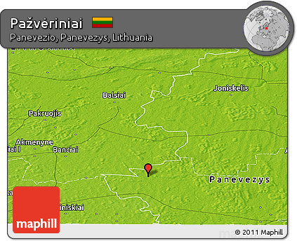Physical Panoramic Map of Pažvėriniai