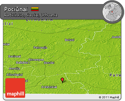 Physical Panoramic Map of Pociūnai