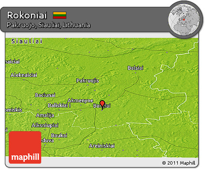 Physical Panoramic Map of Rokoniai