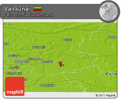 Physical Panoramic Map of Vaitkūnai