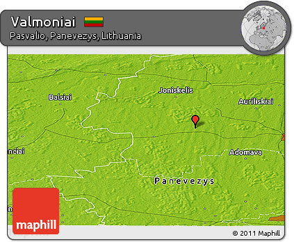 Physical Panoramic Map of Valmoniai