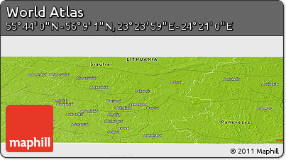 Physical Panoramic Map of the Area around 55° 56' 31" N, 23° 52' 30" E